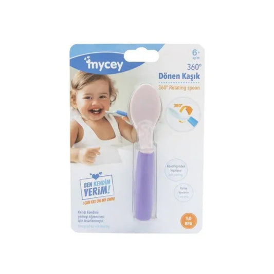 Cuillère d'apprentissage rotative à 360 degrés Mycey, bleue, 1 pièce