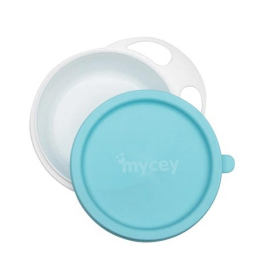 Assiette d'alimentation pour bébé avec couvercle Mycey, verte, 1 pièce