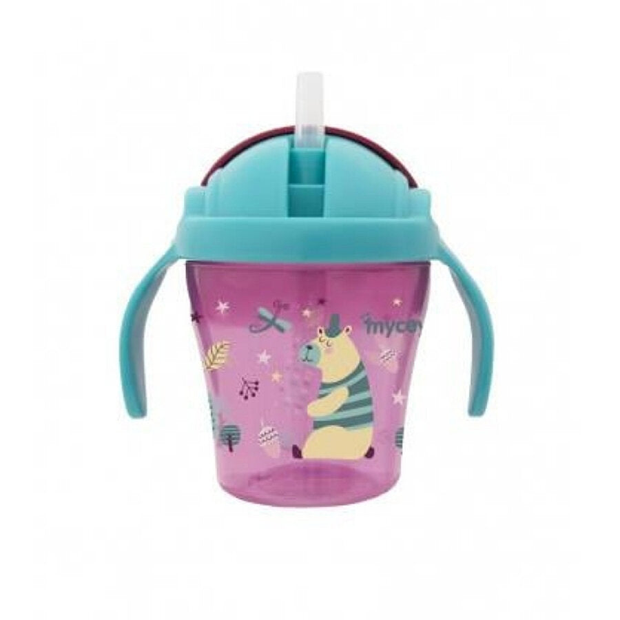 Vaso con pajita Mycey para niña, botella de entrenamiento antiderrame de 200 ml