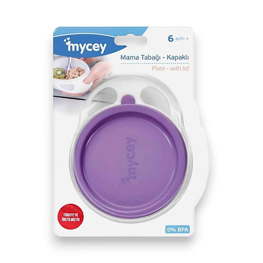 Bol de repas Mycey avec couvercle pour bébé 6 mois et plus, violet