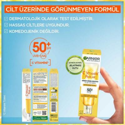 Protector solar diario Garnier Vitamina C FPS 50+ - 40 ml | Fórmula iluminadora