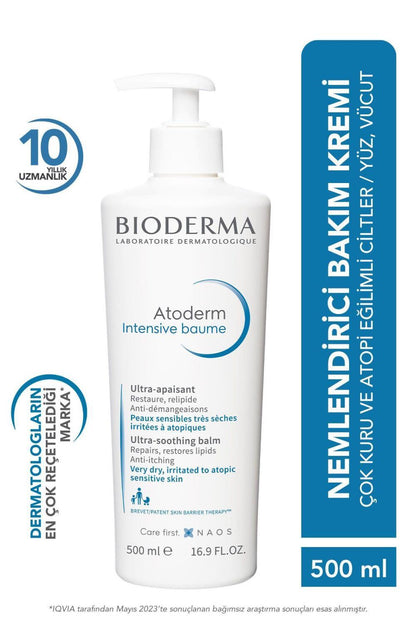 Bálsamo calmante intensivo Bioderma Atoderm - 500 ml - Alivio para piel seca y atópica, hidratante sin fragancia, terapia de barrera cutánea