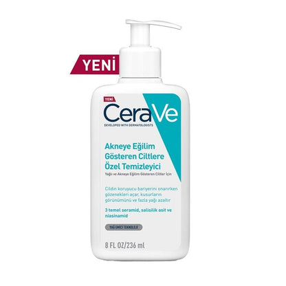 Limpiador facial CeraVe para el acné con ácido salicílico: limpiador suave, sin aceite, para pieles con tendencia acneica y sensibles - 236 ml