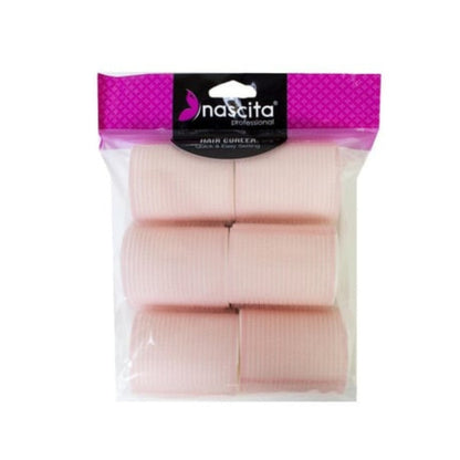 Bigoudis auto-agrippants Nascita, grand volume, rose, lot de 6