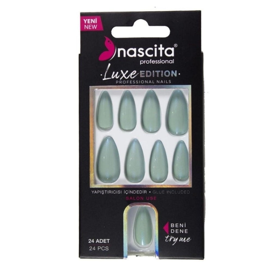 Faux ongles Nascita Luxe 206 Vert forme amande 24 pièces