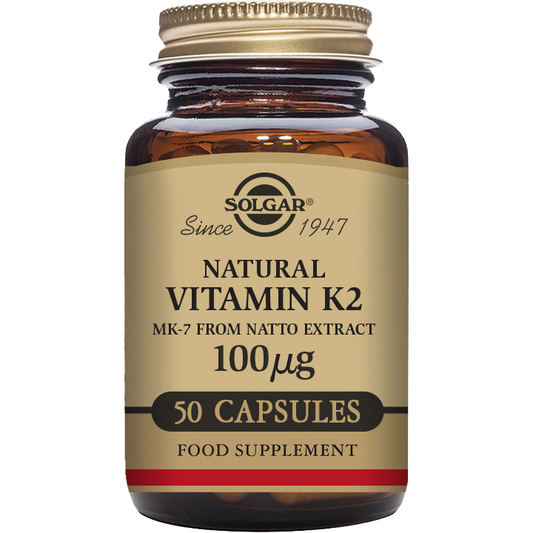Solgar Vitamin K2 100 mcg - 50 Vegetable Capsules - 5 Oz Vitamin K2 Supplement Pasteur Pharmacy