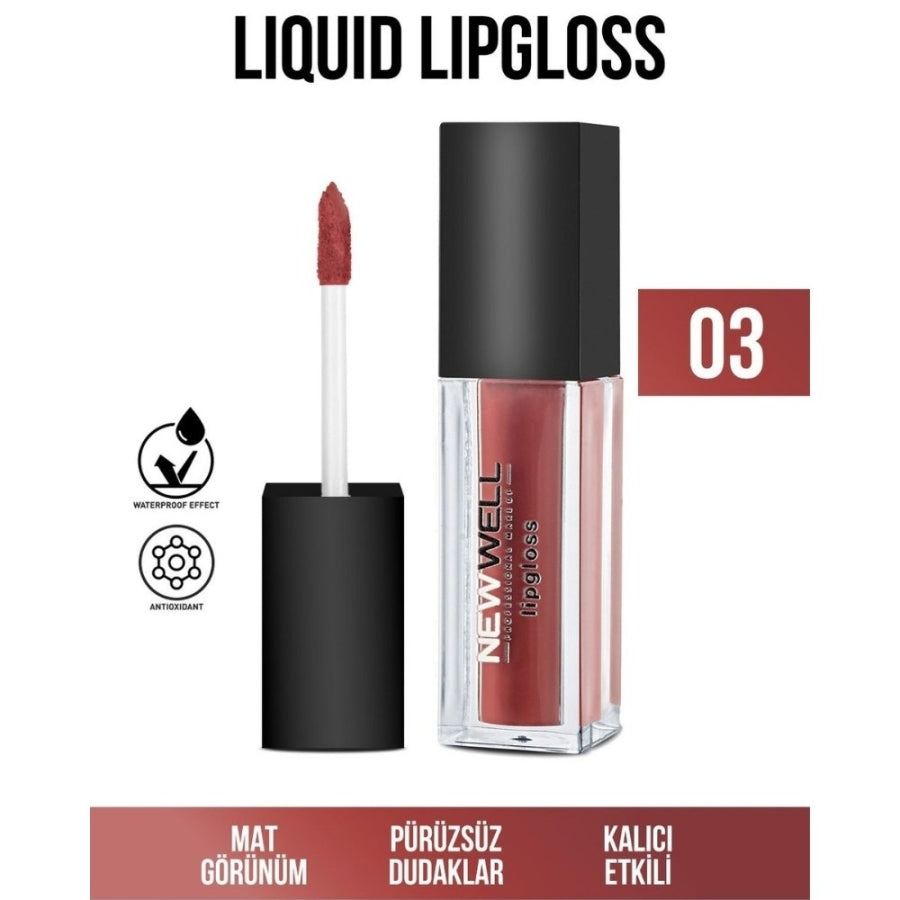 New Well Liquid Matte Long-Wear Smudge-Proof Lip Gloss 03 Red