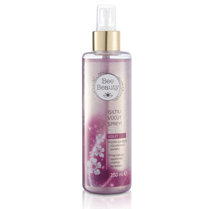 Bruma corporal brillante Bee Beauty Violet para una piel radiante 250 ml
