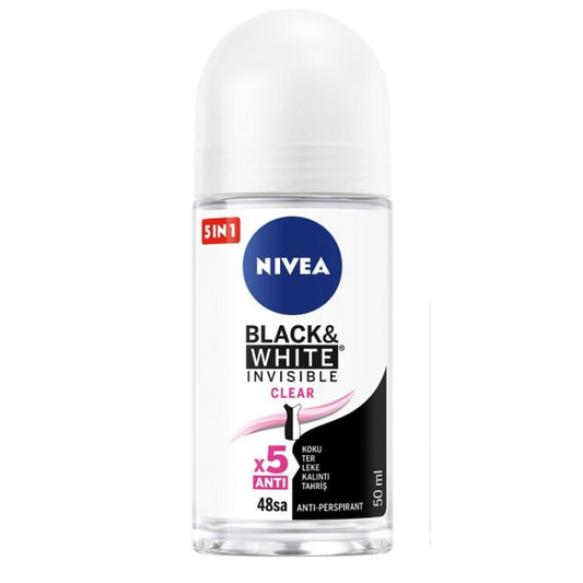 Nivea Black & White Clear Roll-On Deodorant Duo Set 50ml + 25ml