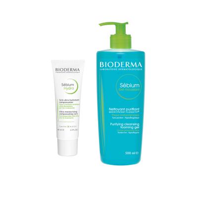 Bioderma Sébium : Coffret Crème Hydra & Gel Nettoyant pour Peaux Grasses à Tendance Acnéique | Nettoyage Doux, Hydratation Intense, Hypoallergénique, Non Comédogène