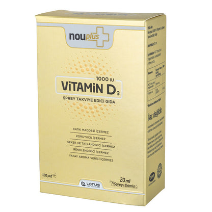 Spray oral de vitamina D3 1000 UI para adultos Nouplus 20 ml