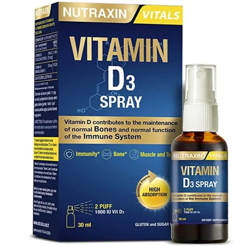 Nutraxin Vitamin D3 Spray High Potency Supplement 30ml