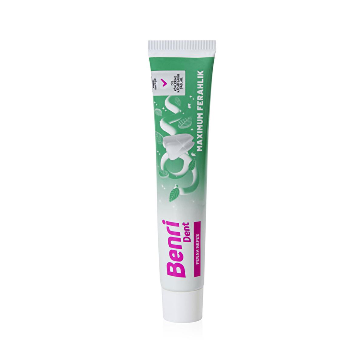 Benri Dent Ferah Nefes Toothpaste - Sodium Fluoride, Mint Flavor, Anti-Cavity, Fresh Breath - 75ml