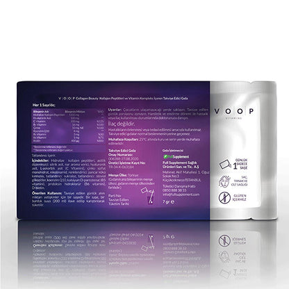 Suplemento de colágeno Voop - Bienestar y belleza antienvejecimiento con ácido hialurónico y biotina