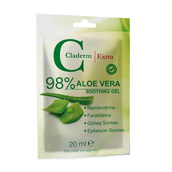 Claderm Aloe Vera Gel 20ml - Soothing Natural Skincare for Sensitive Skin, Nourishes and Refreshes