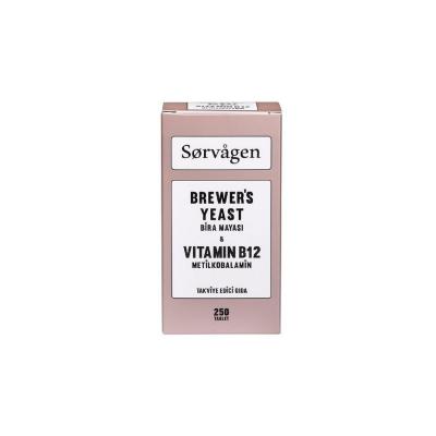 Suplemento de levadura de cerveza y vitamina B12 Sorvagen - 250 comprimidos, sin gluten ni lactosa, favorece la salud nutricional