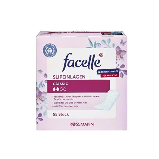 Protège-slips ultra-fins Facelle pour femmes - Produits d'hygiène féminine doux, respirants et confortables (55 unités)
