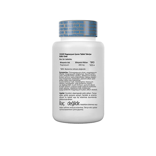 Voop Magnesium Supplement 200mg - Triple Magnesium Complex (Malate, Citrate, Bisglycinate) - 30 Tablets for Enhanced Absorption & Muscle Function