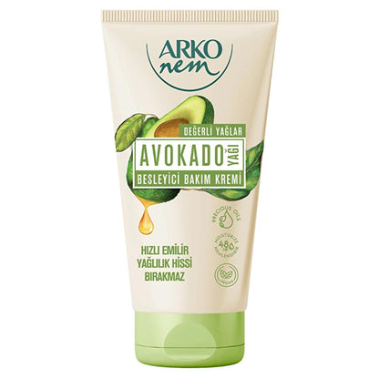 Crema hidratante Arko con aceite de aguacate - Hidratación 24 horas, no grasa, enriquecida con vitaminas para piel seca