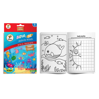 Libro de colorear reutilizable de aventuras submarinas Lino Paint para niños: diversión borrable, lavable y sostenible.