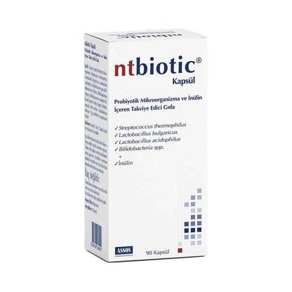 Assos Ntbiotic: Suplemento probiótico para mejorar la salud intestinal y digestiva - Lactobacillus, Bifidobacterias e Inulina - 90 cápsulas