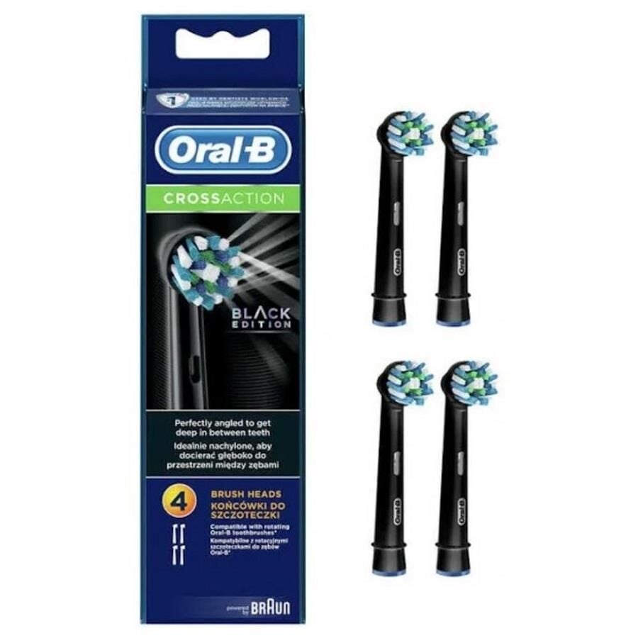 Têtes de brosse de rechange Oral-B Cross Action noires, paquet de 4