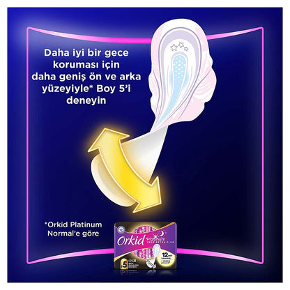 Serviettes hygiéniques Orkid Platinum Night pour une protection renforcée, paquet de 10