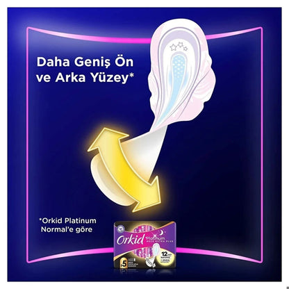 Serviettes hygiéniques Orkid Platinum Night pour une protection renforcée, paquet de 10