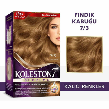 Tinte para el cabello Wella Koleston Supreme 7/3 Avellana: 100% cobertura de canas, color intenso y acondicionamiento, kit de coloración permanente para el hogar