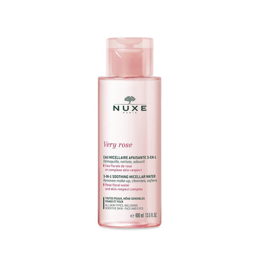 Eau Micellaire Apaisante 3-en-1 Nuxe Very Rose - Soin doux pour peaux sensibles, propriétés apaisantes et calmantes, 400 ml