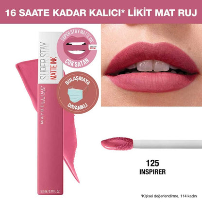 Rouge à lèvres liquide Maybelline New York Super Stay Matte Ink - Longue tenue, sans transfert, 16 heures de tenue