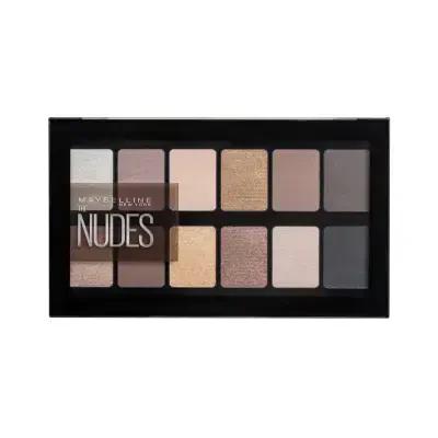 Paleta de sombras de ojos The Nudes de Maybelline New York: 12 tonos neutros para looks naturales, mates y brillantes. Perfecta para ojos marrones, azules y verdes.