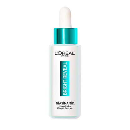 Sérum corrector de manchas oscuras con niacinamida Bright Reveal de L'Oréal Paris: atenúa marcas de acné, manchas solares y de la edad para una piel radiante