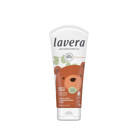 Lavera Baby & Kinder : Shampooing et gel lavant 2-en-1 doux pour bébé - Naturel, sans larmes, nettoyant - 200 ml