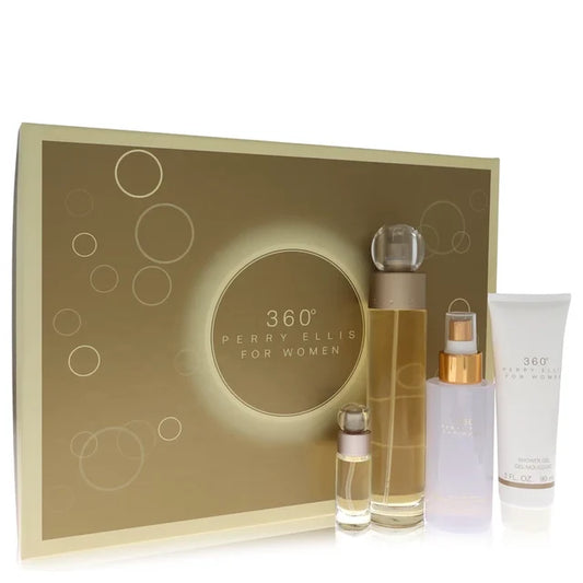 perry ellis 360 by Perry Ellis Gift Set -- 3.4 oz Eau De Toilette Spray + 4 oz Body Mist + 3 oz Shower Gel + .25 Mini EDT Spray (Women) Perry Ellis Perry Ellis
