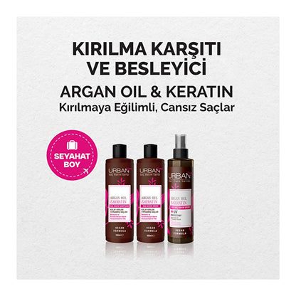 Champú de aceite de argán y queratina Urban Care: repara y fortalece el cabello dañado, anticaída, fórmula vegana, sin sulfatos - 3.38 fl oz