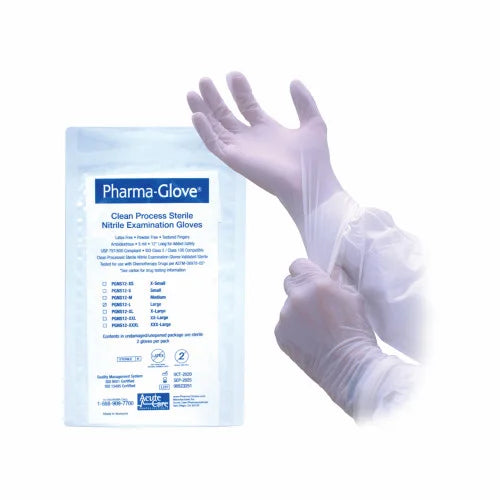 Pharma Glove Sterile Nitrile Chemo Approved 12In Cuff White Large 400 Ct Disponsable Gloves Pasteur Pharmacy