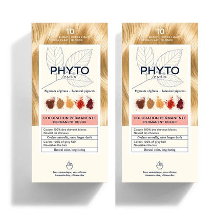 Kit de coloration capillaire Phyto Phytocolor 10 blond très clair, lot de 2