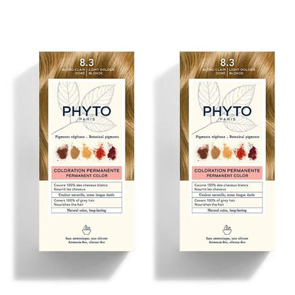 Kit de coloration pour cheveux Phyto PhytoColor 8.3 Blond doré clair, lot de 2