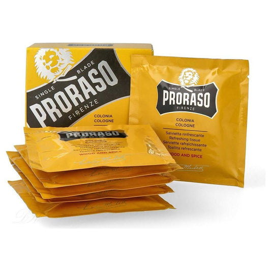Proraso Single Blade Wood and Spice Eau De Cologne Tissues (6 Sachets) Eau De Cologne Tissues Pasteur Pharmacy