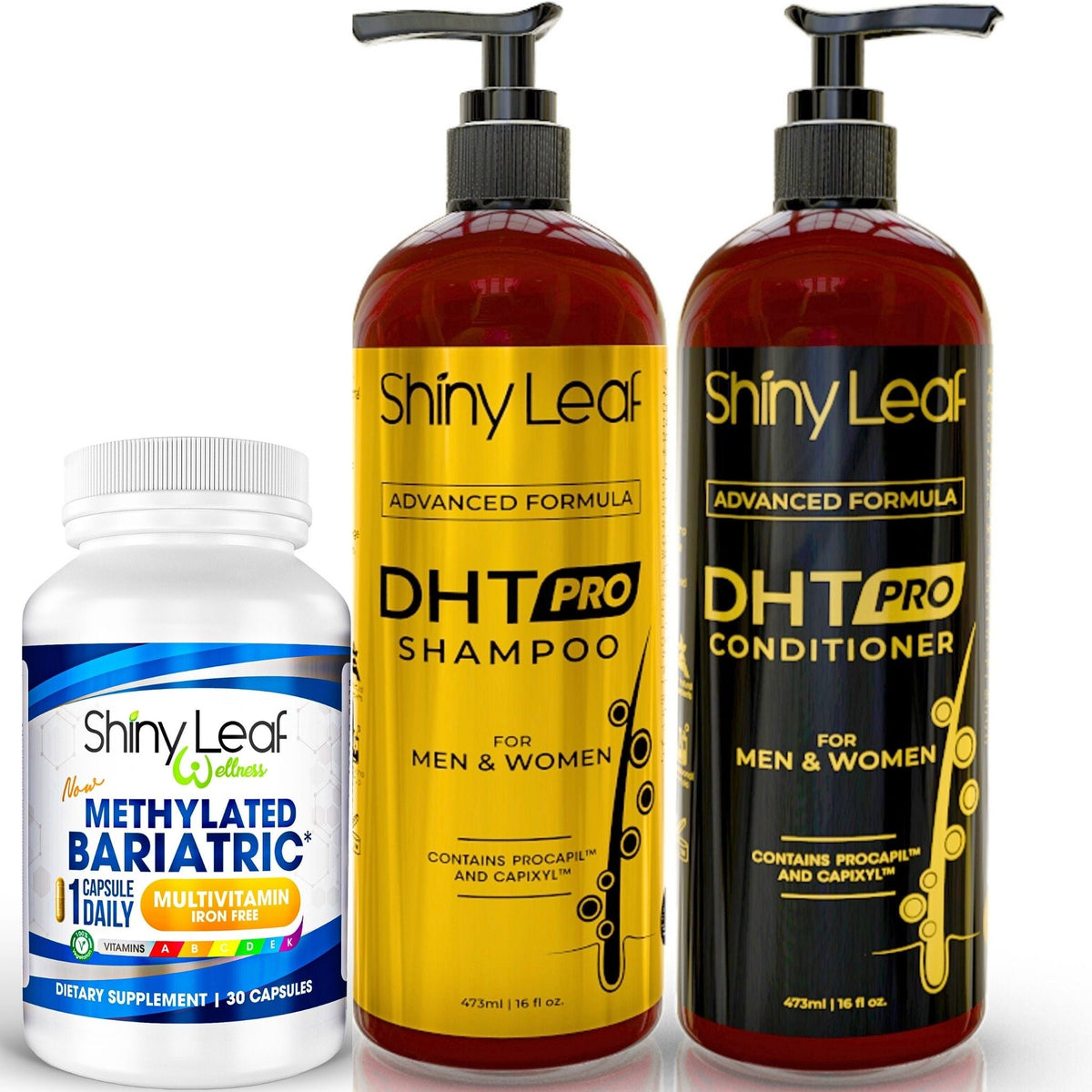 Bariatric Multivitamin Iron Free With DHT Pro Shampoo and Conditioner Hair Care Bundle