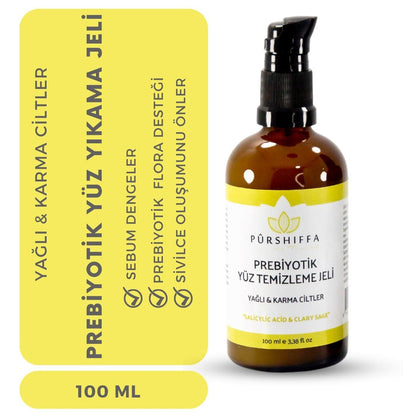 Gel limpiador facial prebiótico Purshiffa para piel grasa 100 ml