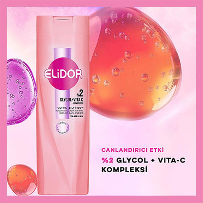 Shampooing soin cheveux Elidor Ultra Brillance - 100 heures de brillance multipliée par 5, nutrition intense pour cheveux abîmés