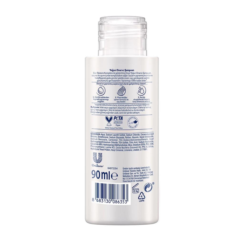 Champú Dove Intensive Repair para cabello dañado, tamaño viaje, 90 ml