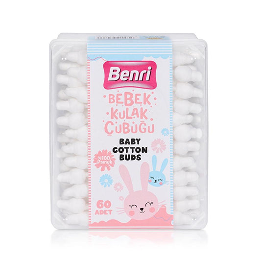 Benri Baby Safety Cotton Buds with Protective Tips 60 Count