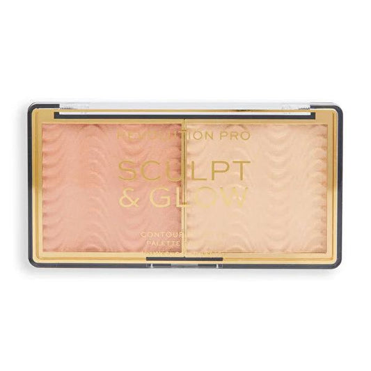 Revolution Pro Highlighter & Contour Palette - Light Medium Shade - Vegan Sculpt & Glow for Defined Features, Cruelty-Free Makeup