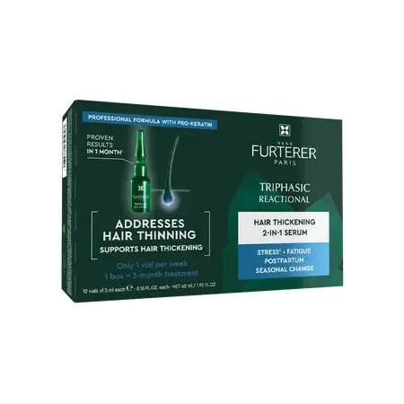 Rene Furterer Triphasic Reactional Hair Thickening 2-in-1 Serum - 12 Vials of 5 ml Each Hair Thickening Serum Pasteur Pharmacy