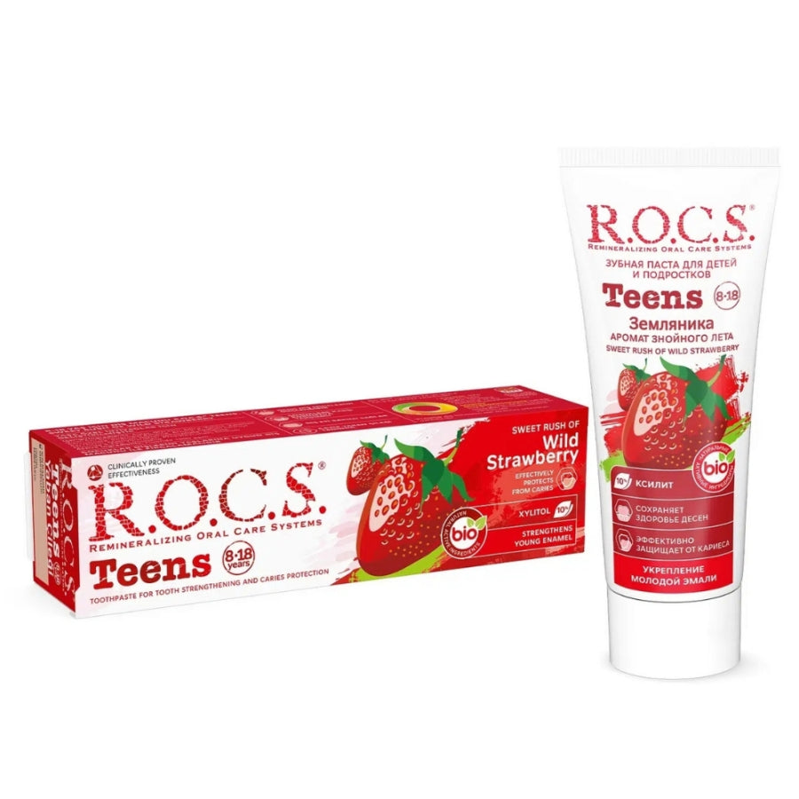 R.O.C.S. Teens Wild Strawberry Toothpaste for Ages 8-18 60 ml