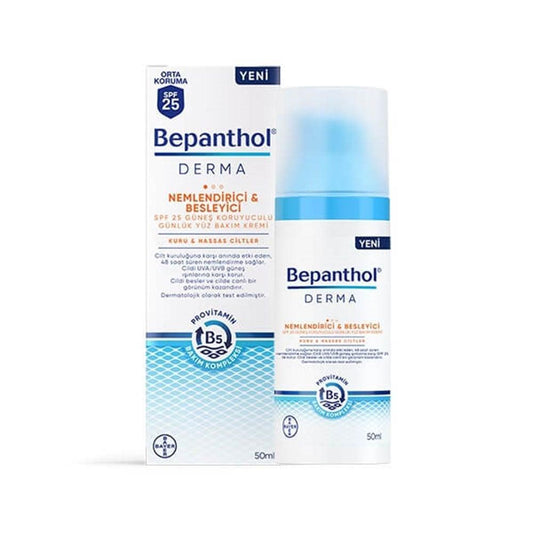 Bepanthol Derma SPF 25 Moisturizing Face Cream - Hydrating, Nourishing, and Protecting Dry, Sensitive Skin