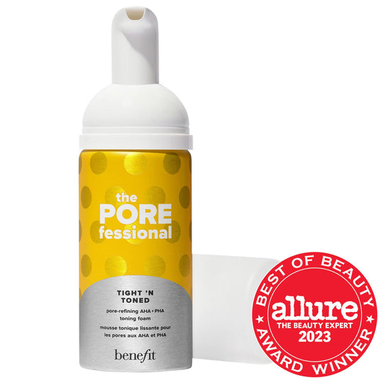Benefit Cosmetics The POREfessional Tight 'n Toned Tonique Affinant aux AHA+PHA - Tonique pour le visage pour des pores resserrés, exfoliation douce, adapté aux peaux sensibles